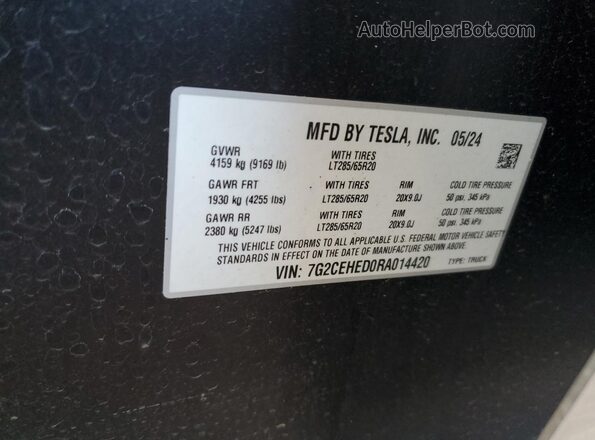 7G2CEHED0RA014420 2024 TESLA CYBERTRUCK Серебряный 