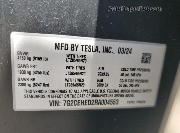 7G2CEHED2RA004553 2024 TESLA CYBERTRUCK Silver 