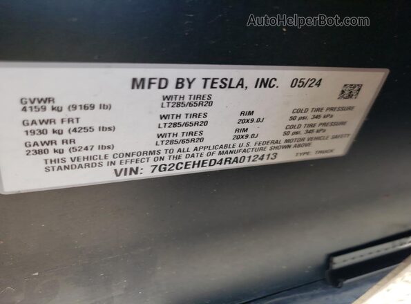 7G2CEHED4RA012413 2024 TESLA CYBERTRUCK Silver 