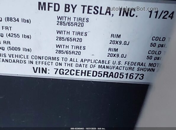 7G2CEHED5RA051673 2024 TESLA CYBERTRUCK Silver 