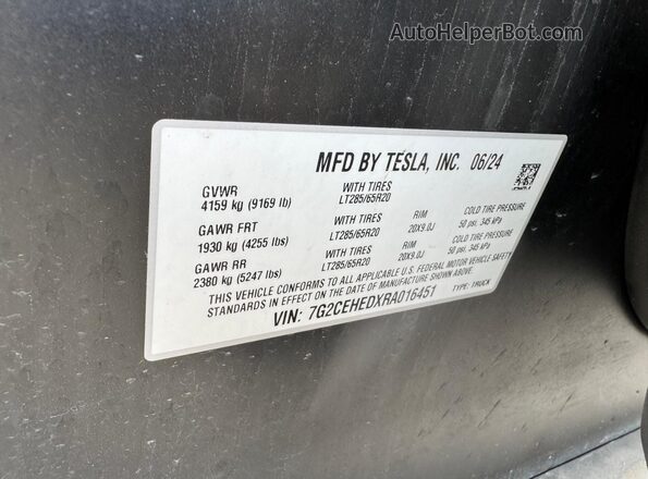7G2CEHEDXRA016451 2024 TESLA CYBERTRUCK Turquoise 