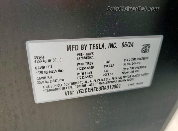 7G2CEHEE3RA019801 2024 TESLA CYBERTRUCK Серый 