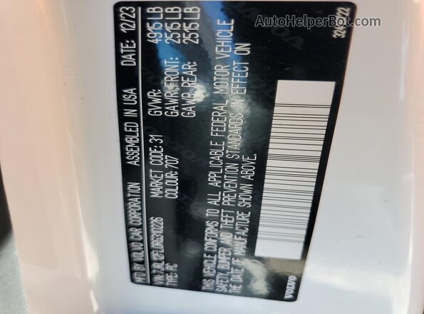 7JRL12FL0RG310226 2024 VOLVO S60 White Engine compartment view