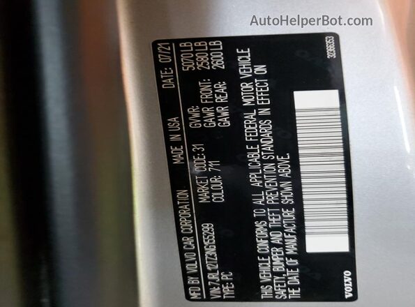 7JRL12TZ3NG155299 2022 VOLVO S60 Silver 