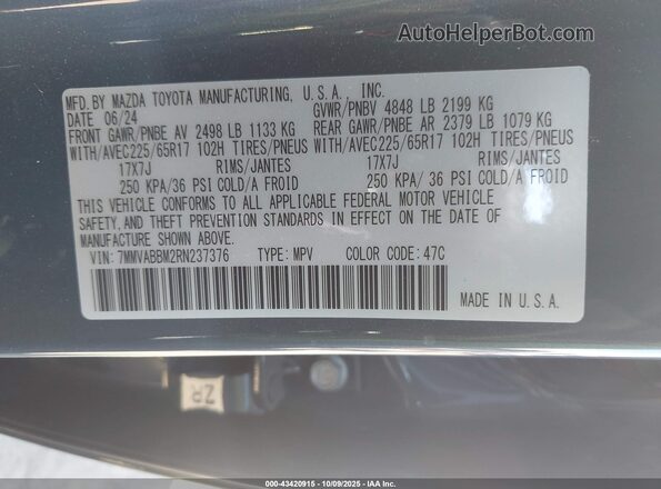 7MMVABBM2RN237376 2024 MAZDA CX-5 Синий Вид подкапотного пространства