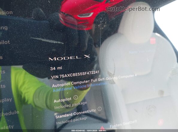7SAXCBE55SF472241 2025 TESLA MODEL X Red Rear seats view