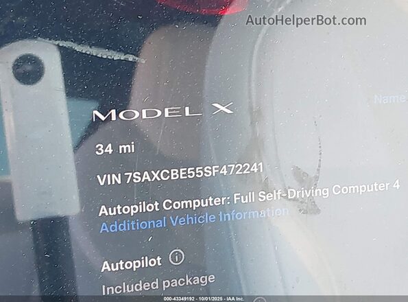 7SAXCBE55SF472241 2025 TESLA MODEL X Red 