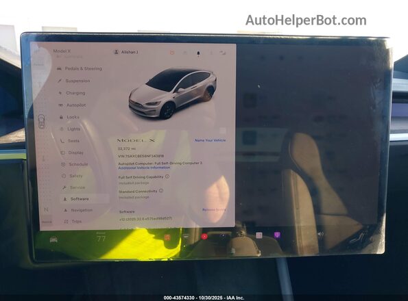 7SAXCBE58NF343818 2022 TESLA MODEL X White 