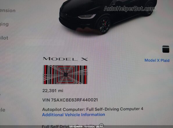 7SAXCBE63RF440021 2024 TESLA MODEL X Black Հետևի նստատեղերի տեսք