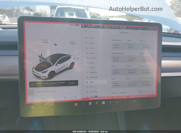 7SAYGAEE1NF336521 2022 TESLA MODEL Y White Вид задніх сидінь
