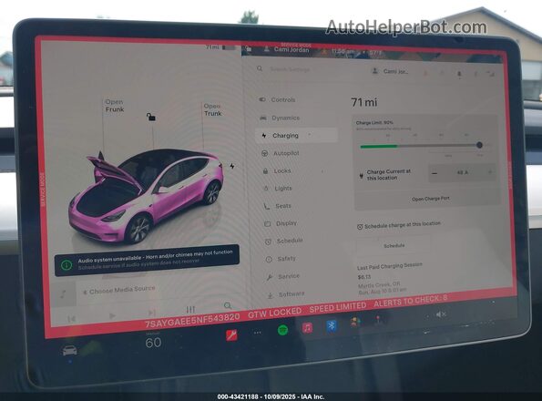 7SAYGAEE5NF543820 2022 TESLA MODEL Y Черный 