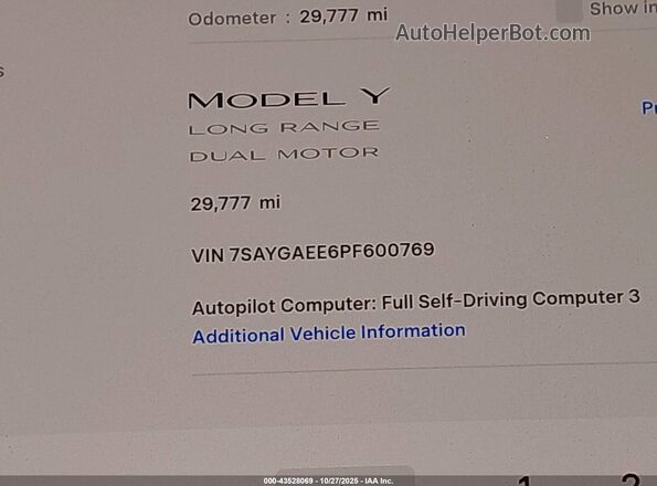 7SAYGAEE6PF600769 2023 TESLA MODEL Y Gray 