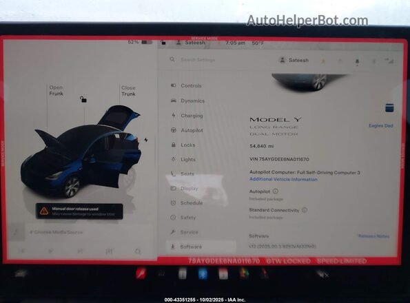 7SAYGDEE6NA011670 2022 TESLA MODEL Y Gray 