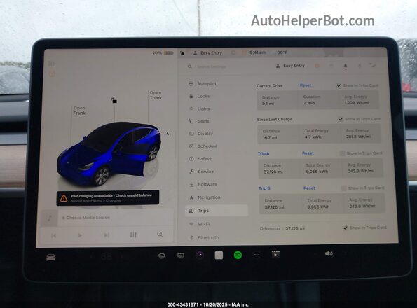 7SAYGDEE6NA017534 2022 TESLA MODEL Y Blue Հետևի նստատեղերի տեսք