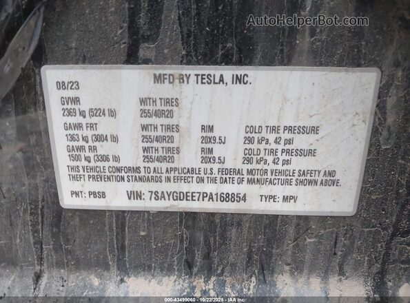 7SAYGDEE7PA168854 2023 TESLA MODEL Y Black Շարժիչի բաժամունքի տեսք