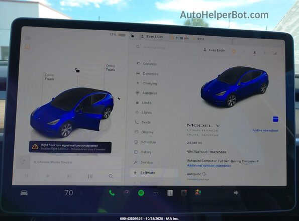 7SAYGDEE7RA265684 2024 TESLA MODEL Y Синий 