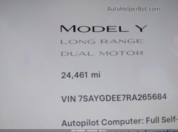 7SAYGDEE7RA265684 2024 TESLA MODEL Y Синий 