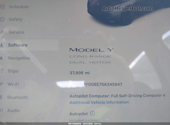 7SAYGDEE7SA345847 2025 TESLA MODEL Y Серый Вид задних сидений
