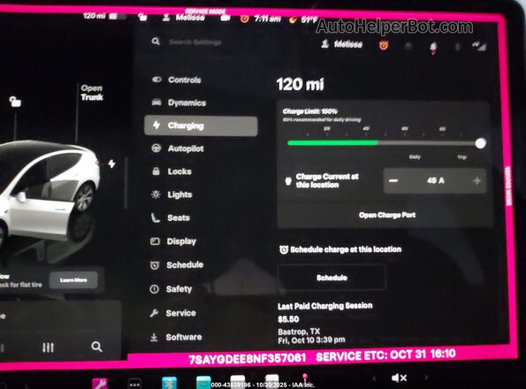 7SAYGDEE8NF357061 2022 TESLA MODEL Y White 