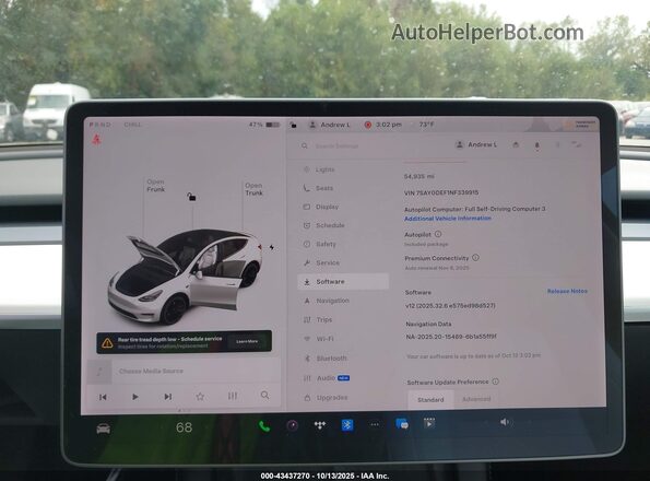 7SAYGDEF1NF339915 2022 TESLA MODEL Y White 