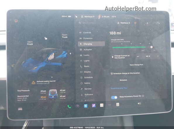 7SAYGDEF2NF524037 2022 TESLA MODEL Y Blue 