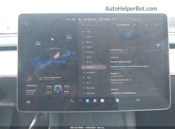 7SAYGDEF2NF524037 2022 TESLA MODEL Y Blue Rear seats view