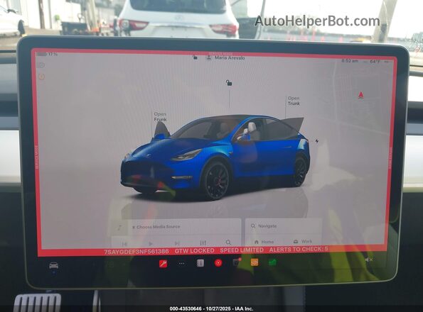 7SAYGDEF3NF561386 2022 TESLA MODEL Y Blue 