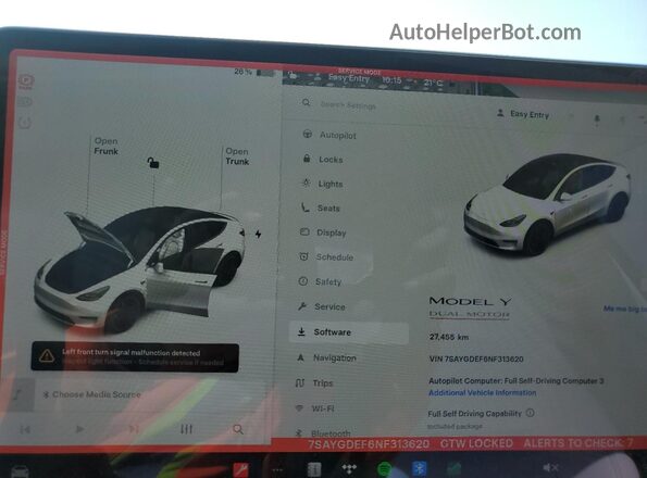 7SAYGDEF6NF313620 2022 TESLA MODEL White Вид щитка приладів