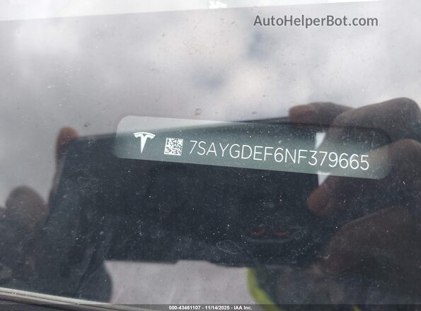 7SAYGDEF6NF379665 2022 TESLA MODEL Y Бордовый Вид подкапотного пространства