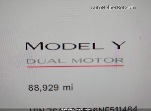 7SAYGDEF6NF511484 2022 TESLA MODEL Y Gray 