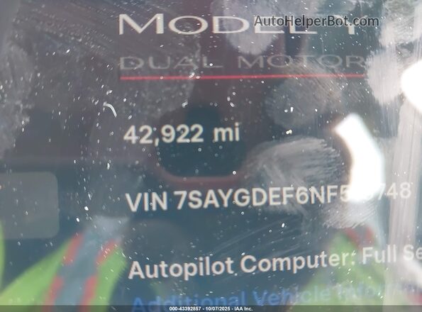 7SAYGDEF6NF516748 2022 TESLA MODEL Y White 