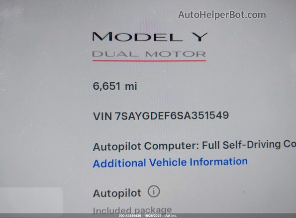 7SAYGDEF6SA351549 2025 TESLA MODEL Y Black 