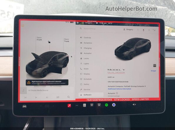 7SAYGDEF6SA351549 2025 TESLA MODEL Y Black Vista de los asientos traseros
