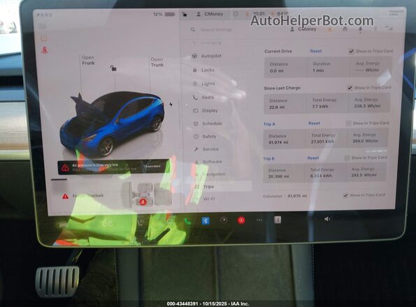 7SAYGDEF7NF374796 2022 TESLA MODEL Y Dark Blue უკანა სავარძლების ხედი