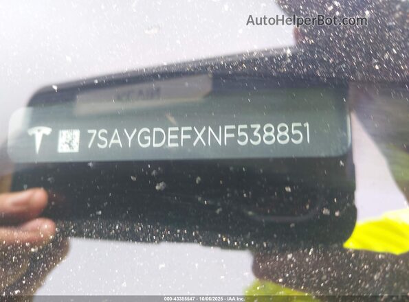 7SAYGDEFXNF538851 2022 TESLA MODEL Y Gray 