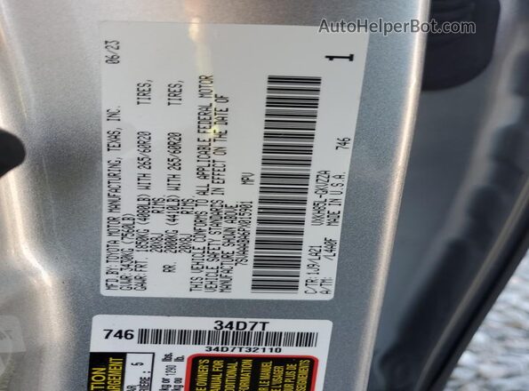 7SVAAABA6PX015901 2023 TOYOTA SEQUOIA Серебряный Вид наклейки с VIN-кодом