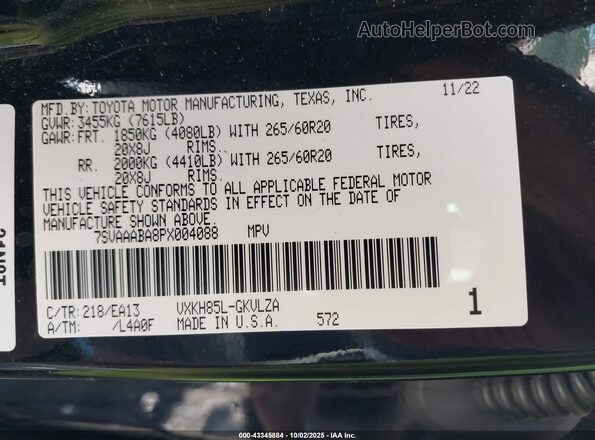 7SVAAABA8PX004088 2023 TOYOTA LIMITED Dark Blue Widok komory silnika