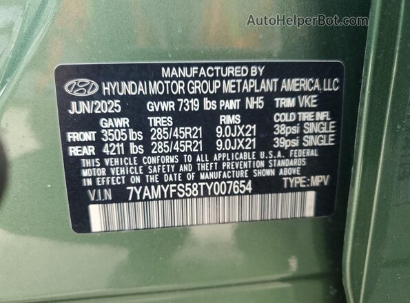 7YAMYFS58TY007654 2026 HYUNDAI IONIQ Green Vista interior de 360 grados
