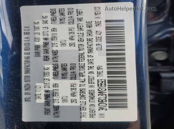 3MVDMBCL8MM316593 2021 MAZDA CX30 Blue Widok wnętrza 360 stopni