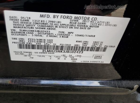 2LMHJ5NK3JBL02423 2018 LINCOLN MKT Black 