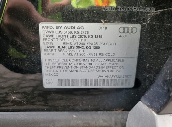 WA1ANAFY7J2127577 2018 AUDI Q5 Black 