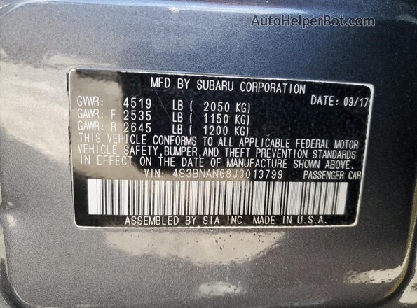 4S3BNAN68J3013799 2018 SUBARU LEGACY Угольный 
