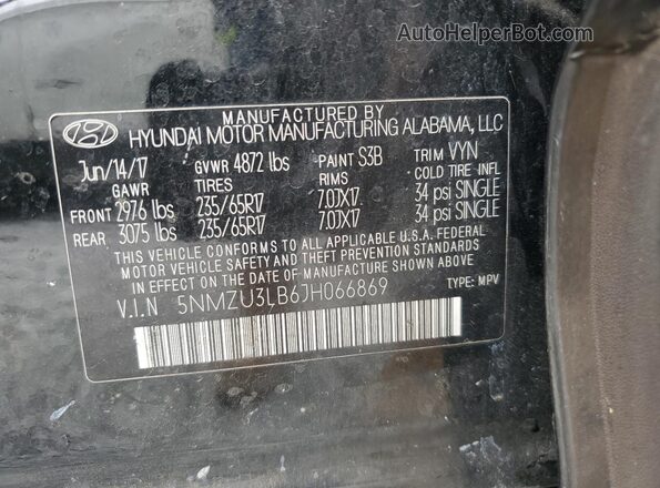 5NMZU3LB6JH066869 2018 HYUNDAI SANTA FE Black 
