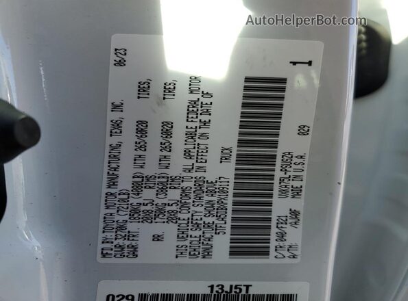 5TFLA5DBXPX109117 2023 TOYOTA TUNDRA White 