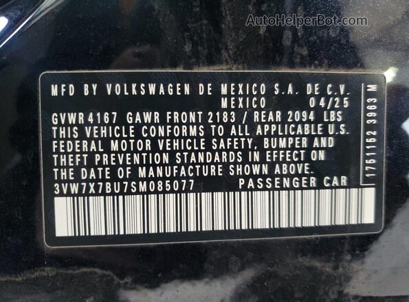 3VW7X7BU7SM085077 2025 VOLKSWAGEN JETTA Black 