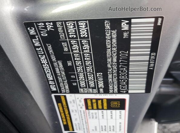4JGDA5JB3GA717102 2016 MERCEDES-BENZ GLE-CLASS Серый 