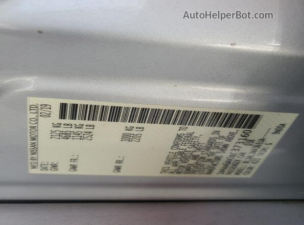 1N4AA6AV2KC373160 2019 NISSAN MAXIMA Silver VIN კოდის სტიკერის ხედი