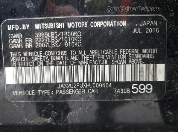 JA32U2FUXHU000464 2017 MITSUBISHI LANCER Black 