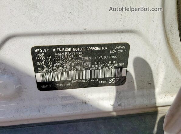 JA4AP3AU6LU014723 2020 MITSUBISHI OUTLANDER White Engine compartment view