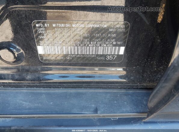 JA4AP3AU6LU030940 2020 MITSUBISHI OUTLANDER SPORT Black Вид підкапотного простору